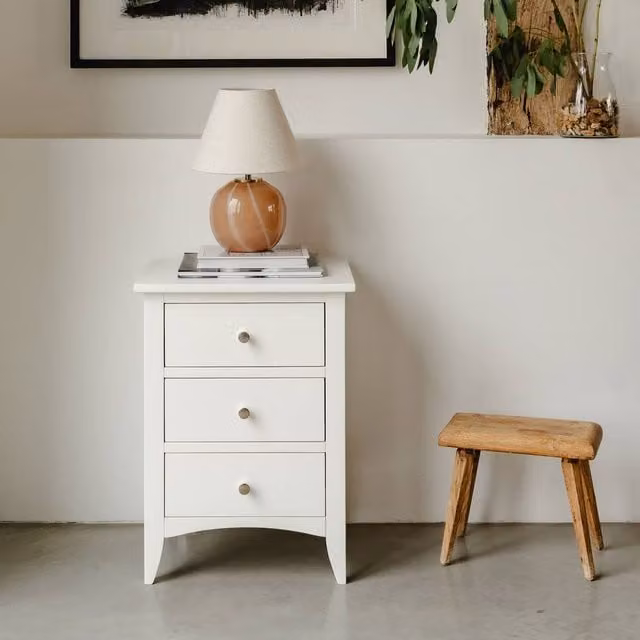 Statement Furniture Edward Hopper 3 Drawer Bedside Table in White, W/D/H: 36 x 45 x 61 cm – 1