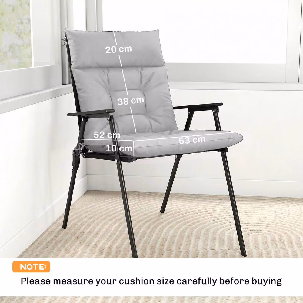 OUTSUNNY Set of 4 Waterproof and UV-Resistant Rectangular Garden Chair Cushions in Grey – 3