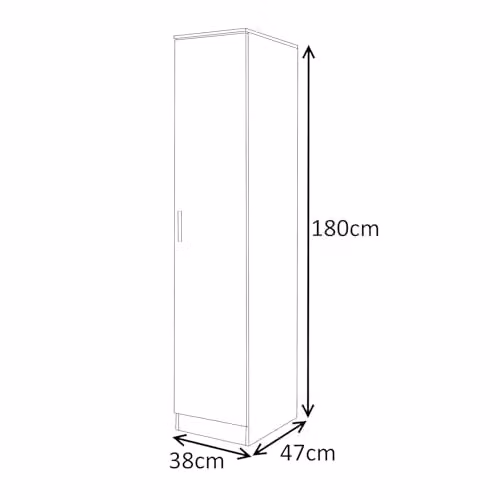 Reflect 1 Door High Gloss Wardrobe in White with Soft Close Doors and Internal Shelving and Hanging Rail, H 180 x W 47 x D 38 cm – 2