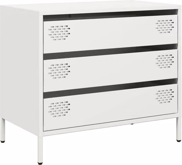 Berkfield Home White Sideboard in Matt Cold-rolled Steel, W: 68 cm, D: 39 cm, H: 58.5 cm