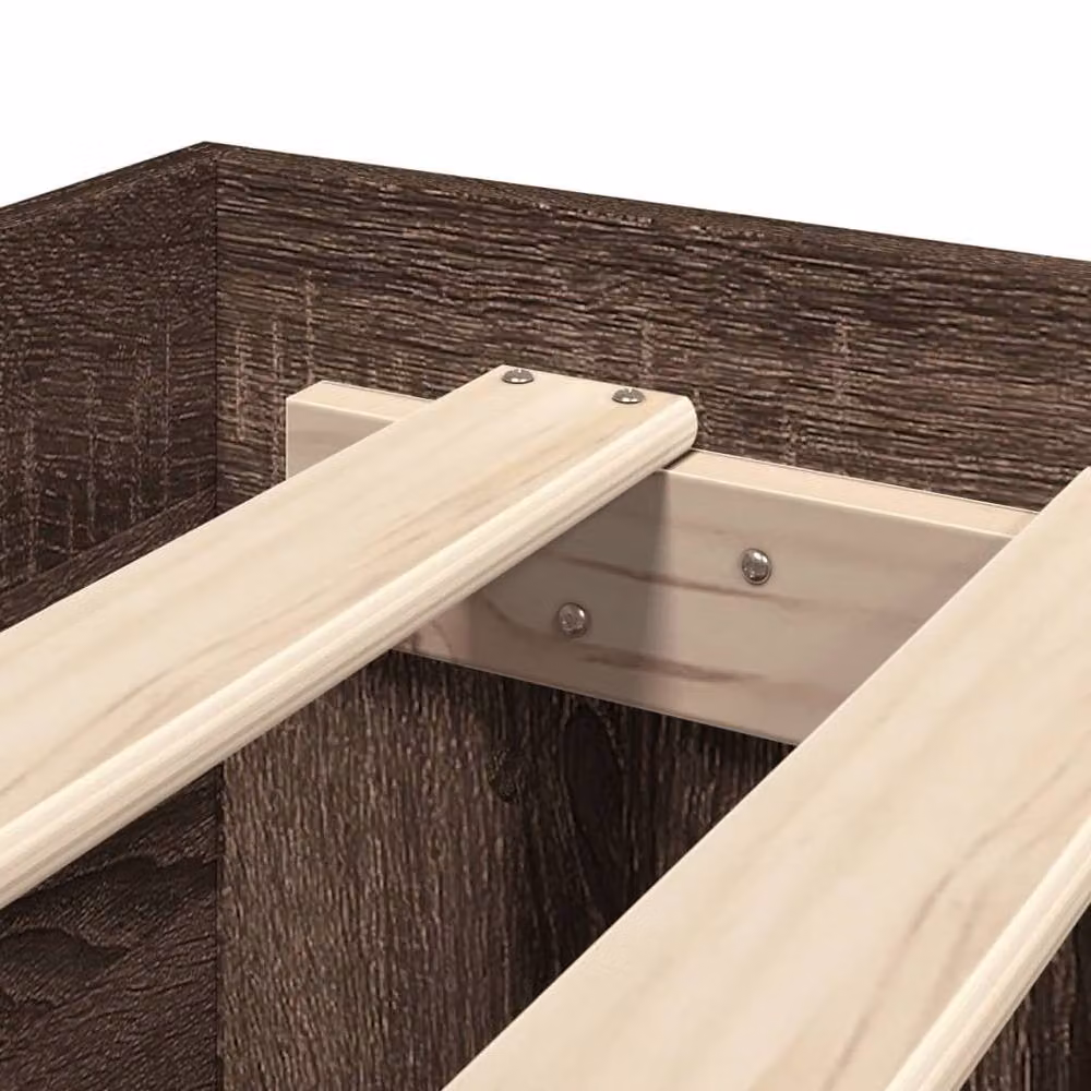 Berkfield Home Bed Frame in Brown Oak, W/D/H: 100 x 200 x 35 cm – 4
