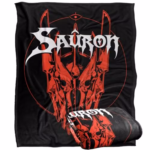 Warner Bros. The Lord of the Rings Sauron Helmet Band Super Soft Fleece Throw Blanket, Multicolour, W: 152 cm, D: 127 cm – 1