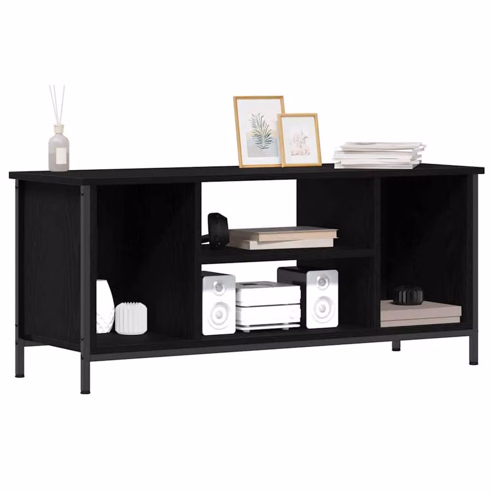Berkfield Home Black Oak Entertainment Centre in Black Oak and Metal – 3