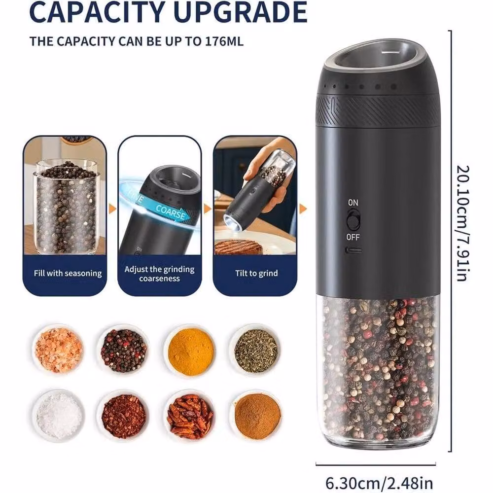 PAWNORA Electric Salt and Pepper Grinder in Black – 2