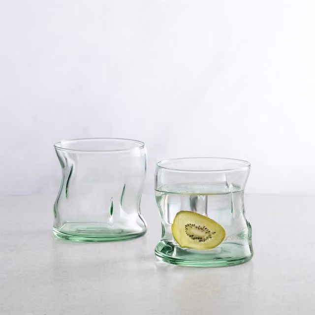 Pasabahce TR Recycled Glass Tumblers, 340ml, Green and Blue, Set of 8