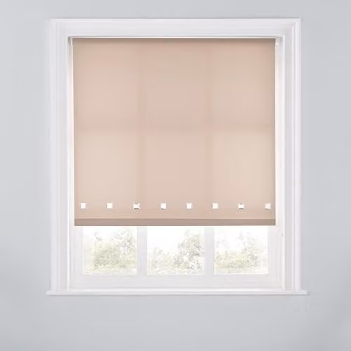 A.Unique Home Trimmable Square Eyelet Roller Blind in Mocha, W: 90 cm, H: 170 cm