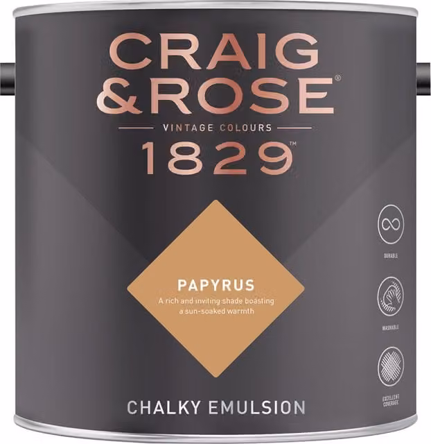Craig and Rose Papyrus Chalky Matt Water Based Emulsion in Yellow and Beige