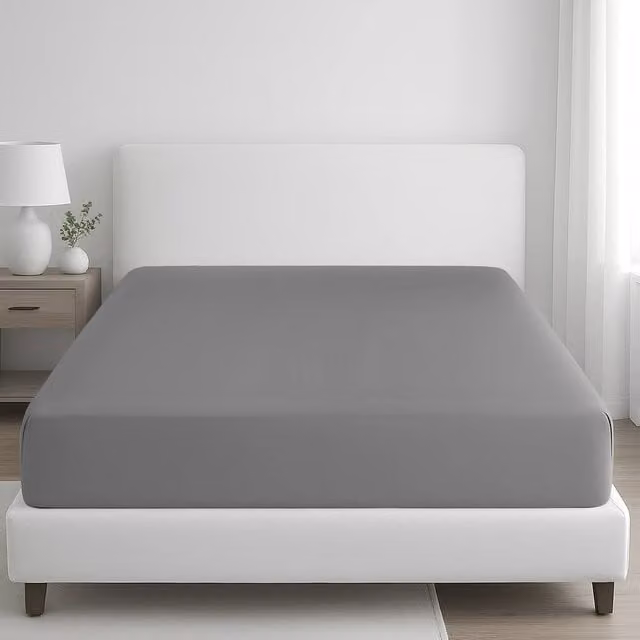 Pamposh 400 Thread Count Egyptian Cotton Double Fitted Sheet in Grey, W/D/H: 140 x 200 x 35 cm