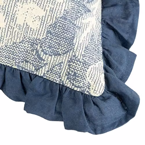 Paoletti Kirkton Blue Floral Square Cotton Cushion with Polyester Filling, W/D/H: 50 x 50 x 50 cm – 3