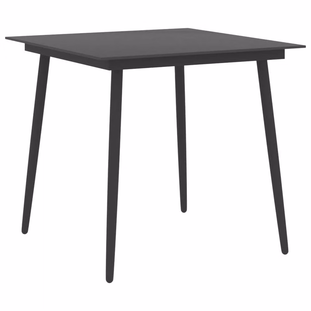 Berkfield Home Modern Black Garden Dining Table with Steel and Glass, W/D/H: 80 x 80 x 74 cm – 2