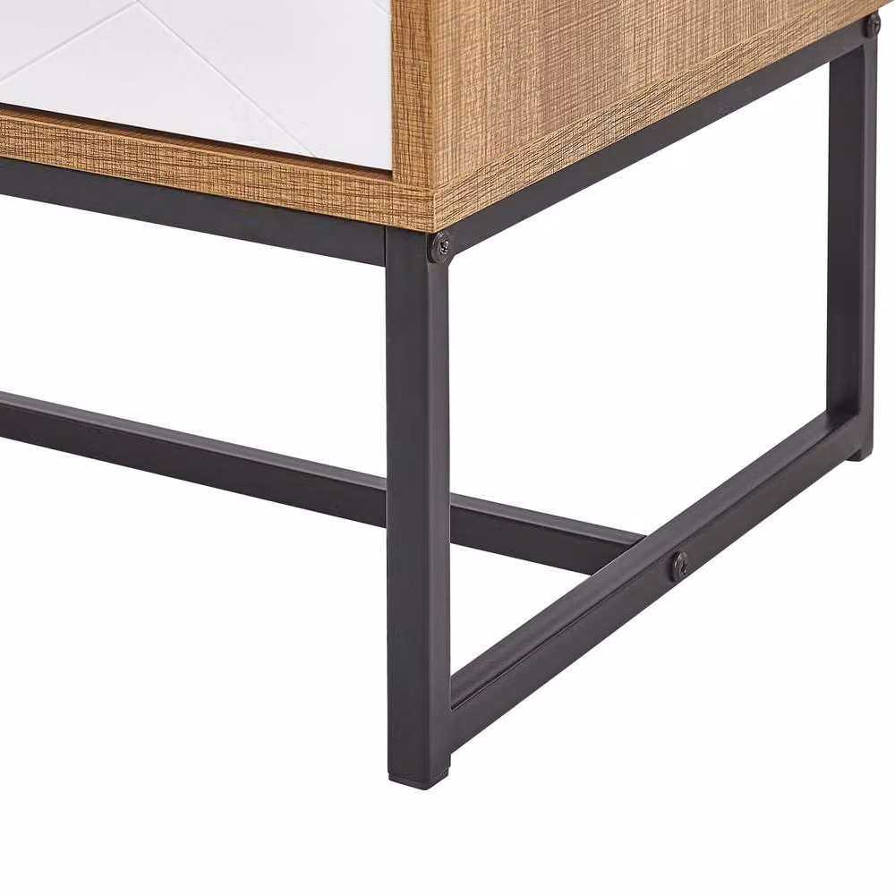 Wyld and Coco Modern Geometric TV Stand in White and Black with W/D/H: 150 x 40 x 55 cm – 3