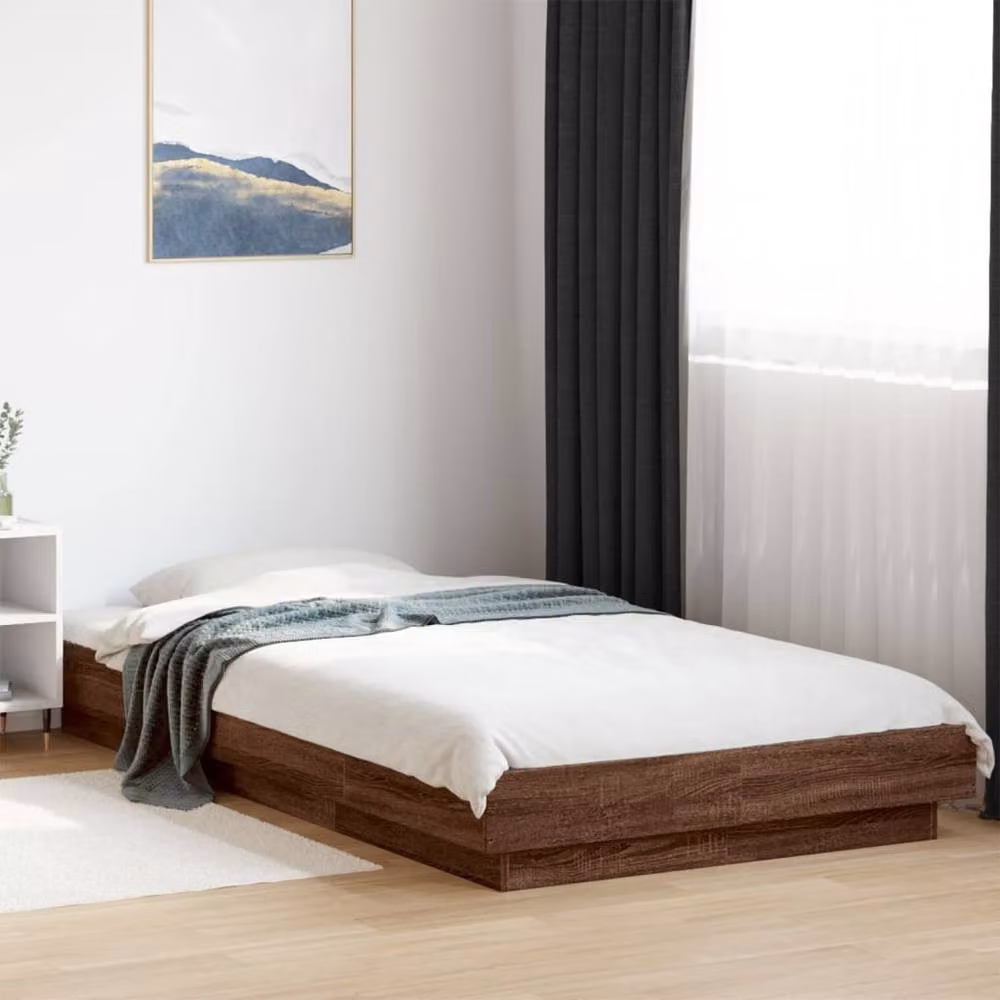 Berkfield Home Small Single Bed Frame in Brown Oak, W: 75 cm, L: 190 cm – 2