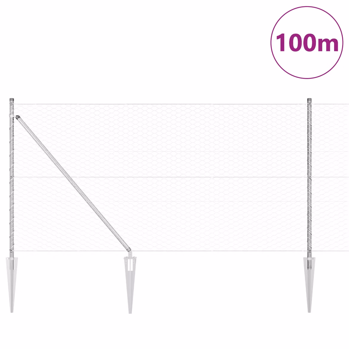 Berkfield Home Hexagon Fence, Galvanised Steel, Silver, 1 x 100 m – 2