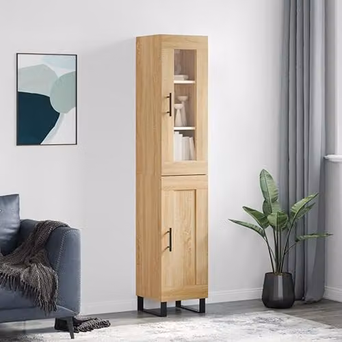 vidaXL Highboard in Sonoma Oak, Brown, W/D/H: 34.5 x 34.24 x 180 cm – 2