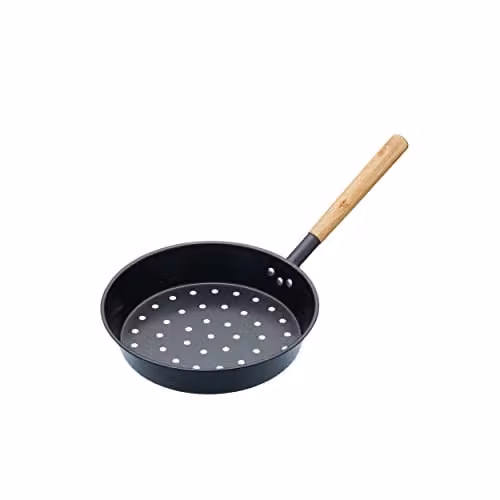 KitchenCraft Carbon Steel Chestnut and BBQ Roasting Pan, Black, 27 cm – 1