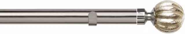 New Edge Blinds Silver Metal Eyelet Curtain Pole Set with Dynasty Finial, Length: 320 cm