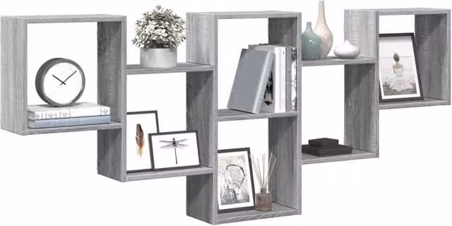 Berkfield Home Wall Mounted Shelf in Grey Sonoma, W: 159 cm, D: 18 cm, H: 66 cm – 1