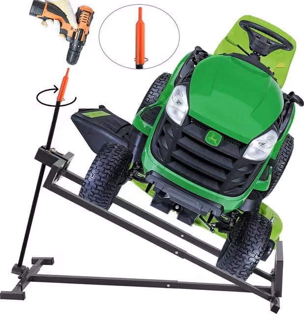 SwitZer Manual Ride On Lawn Mower Lifter 400kg Lifting Device Ramp Garden Tractor Jack in Grey and Black