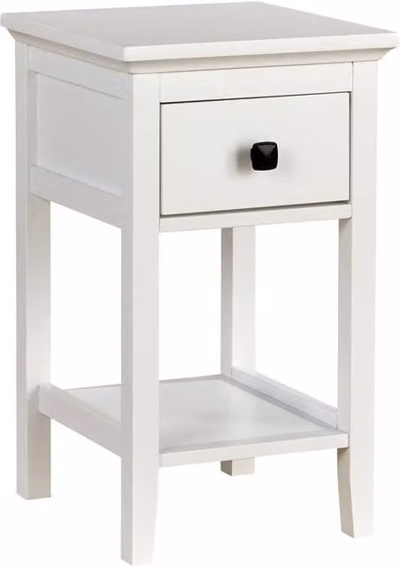 VOGREX White Lacquered MDF Compact 1 Drawer Bedside Table and Nightstand – 1