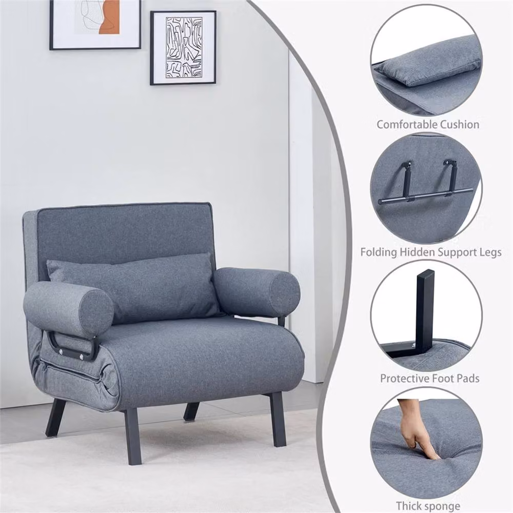 PAWNORA 4-in-1 Folding Sofa Bed Chair in Grey – 3