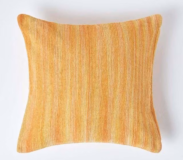 Homescapes Orange Cotton Chenille Tie Dye Square Cushion Cover, W/D/H: 45 x 45 x 45 cm