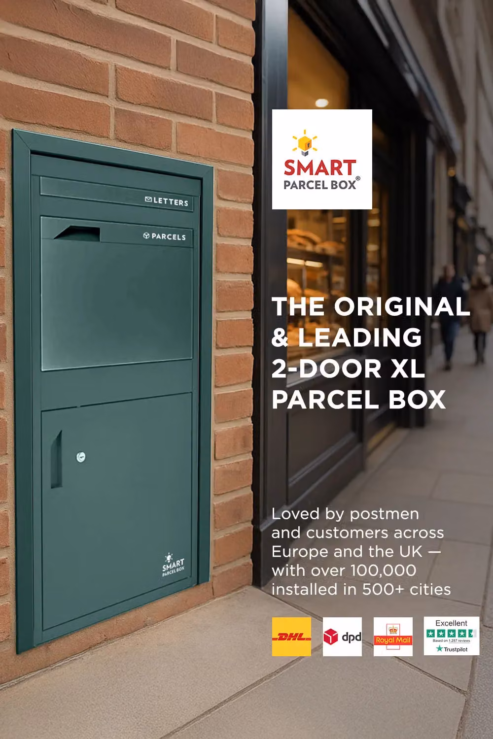 Homescapes Smart Parcel Box Extra Large Wall Mounted Secure Delivery Box in Green – 2