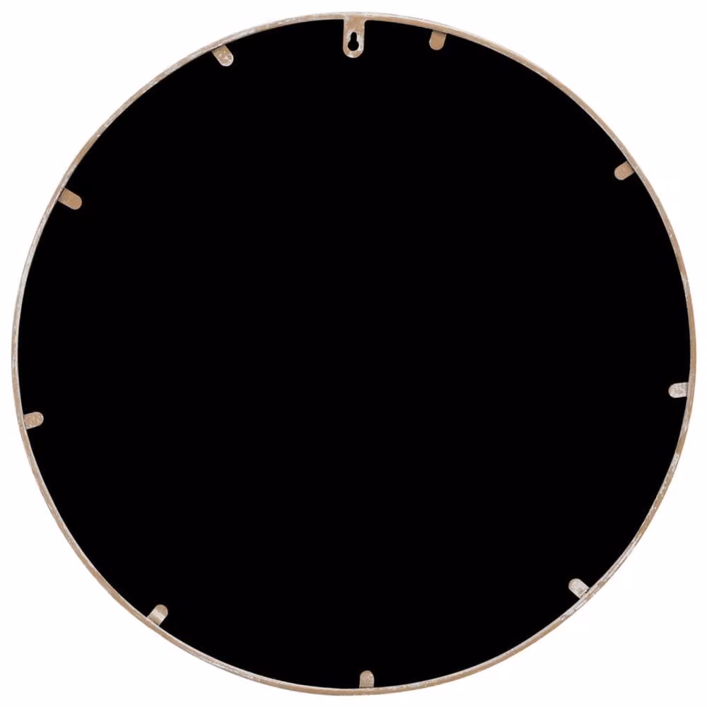 Berkfield Home Round Iron Mirror in Sand Beige, Diameter: 40 cm, Depth: 2.5 cm – 1