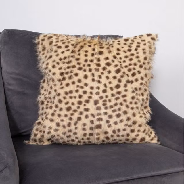 Native Natural Brown Lambskin Square Cushion, Width: 45 cm