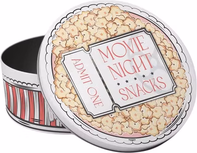 Purely Home Movie Snacks Metal Tin in Multicoloured Red and White
