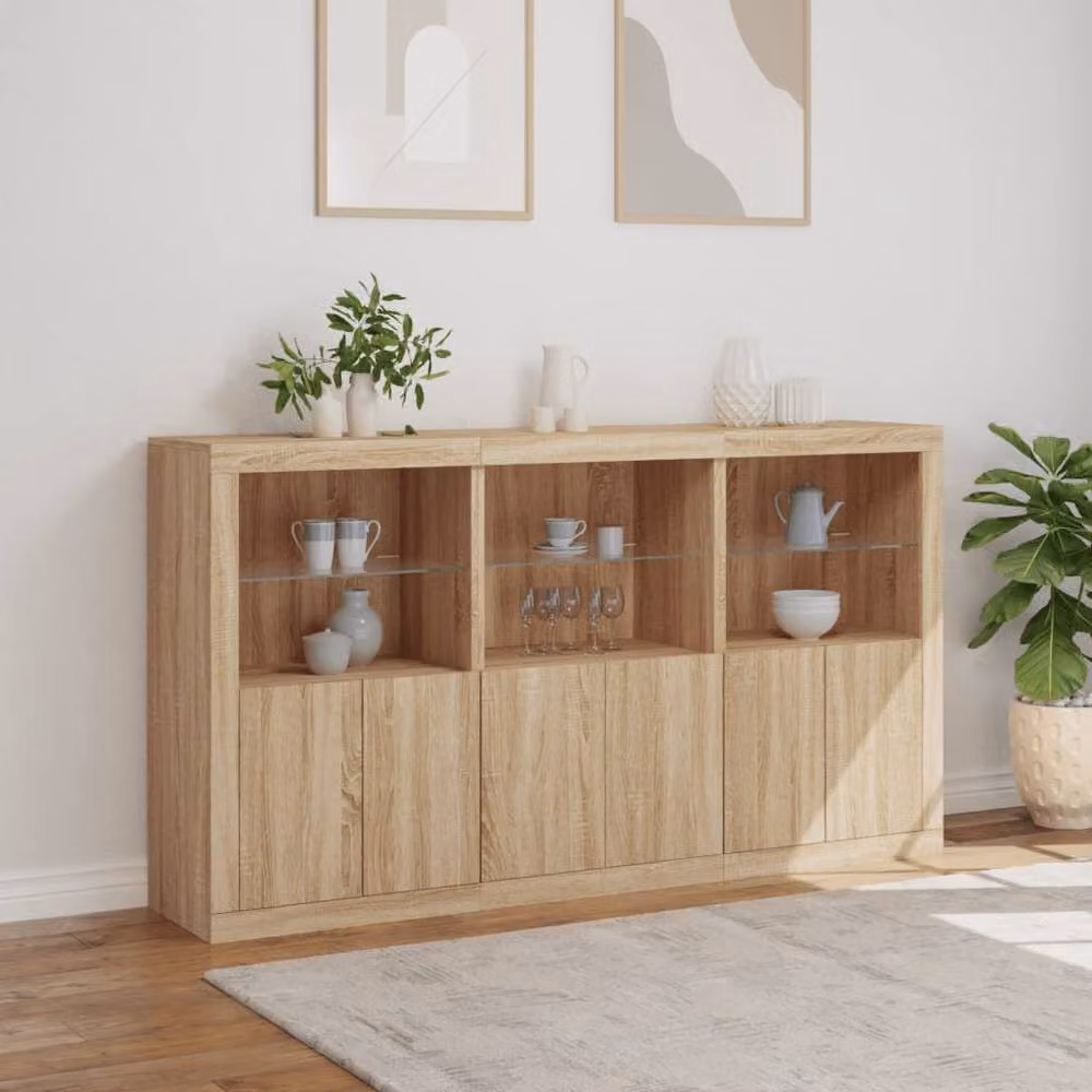 Berkfield Home Sonoma Oak Sideboard with Integrated LED Lights, Brown, W/D/H: 181.5 x 37 x 100 cm – 3