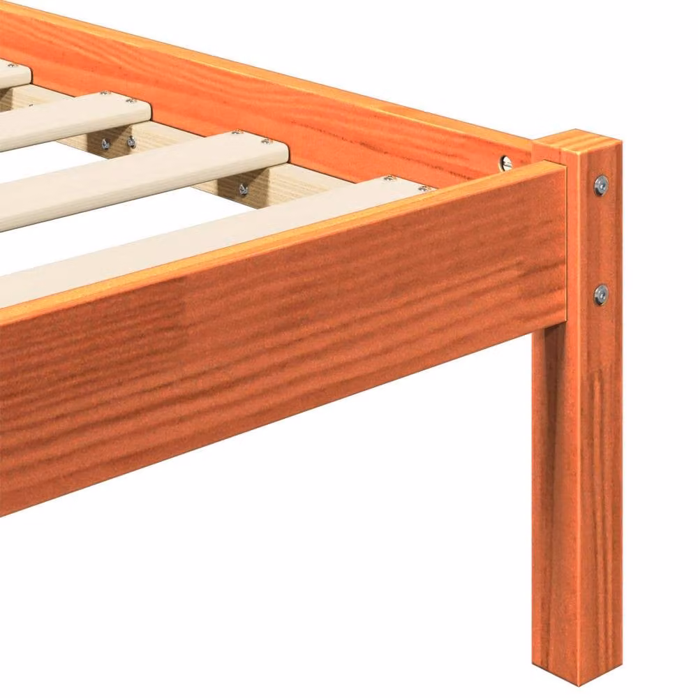 Berkfield Home Solid Pine Wood Bed Frame, Wax Brown, W/D/H: 205.5 x 145.5 x 100 cm – 3
