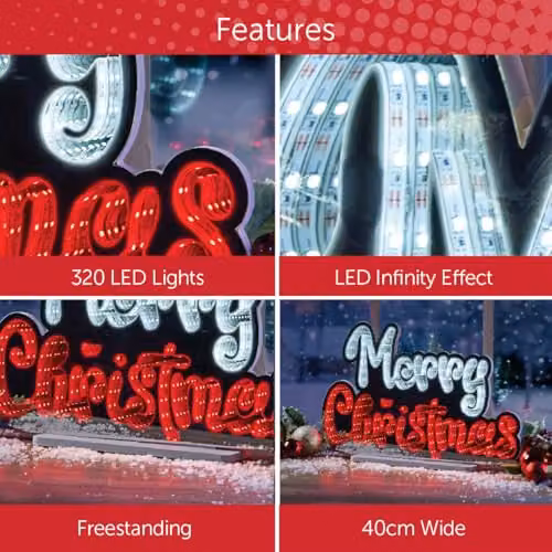 The Christmas Workshop Merry Christmas Double-Sided Multi-Coloured Infinity Light, Width: 40 cm – 3