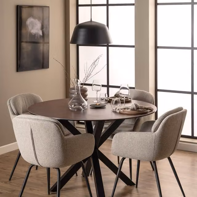 Furniture To Go Heaven Modern Round Matt Ceramic Dining Table in Grey
