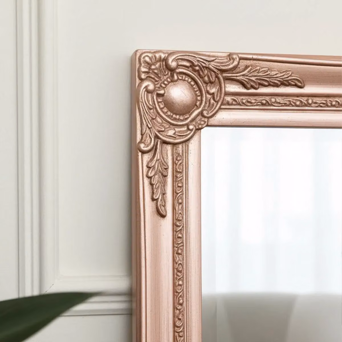 Melody Maison Tall Ornate Shabby Chic Wall Mirror in Rose Gold and Pink, W: 47 cm, H: 142 cm – 2