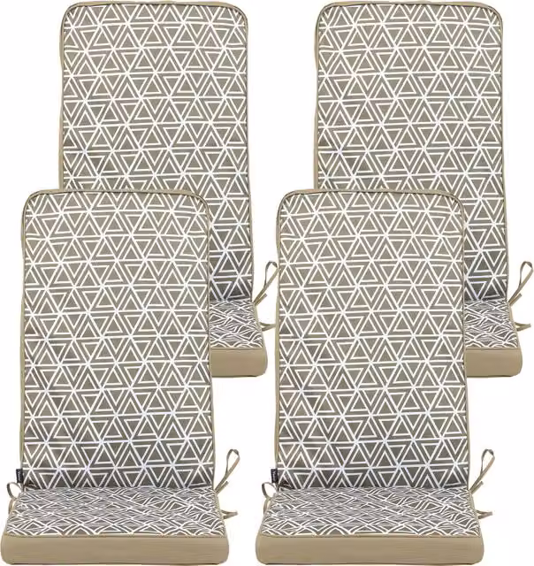 Bean Bag Bazaar High Back Seat Pad Triangle Geo in Olive Green