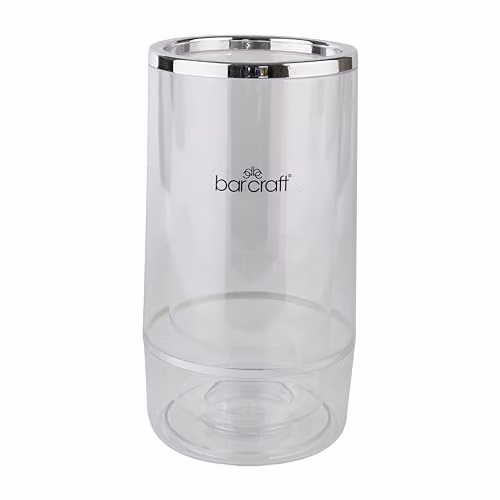 BarCraft Double Walled Acrylic Wine Cooler in Transparent and Silver, W/D/H: 12 x 12 x 23 cm