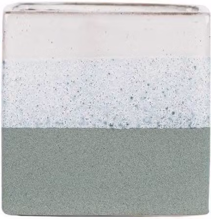 KDMD Hortus Green and White Ceramic Square Planter Pot, W: 16.5 cm, H: 16 cm