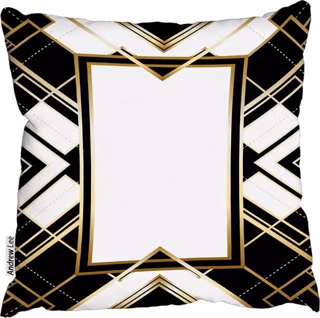 Andrew Lee Art Deco Graphic Square Cushion in Black, 60 x 60 cm