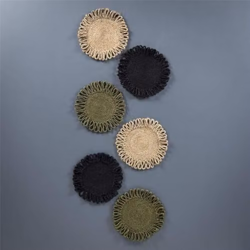 Thames Round Jute Placemats in Beige and Sand
