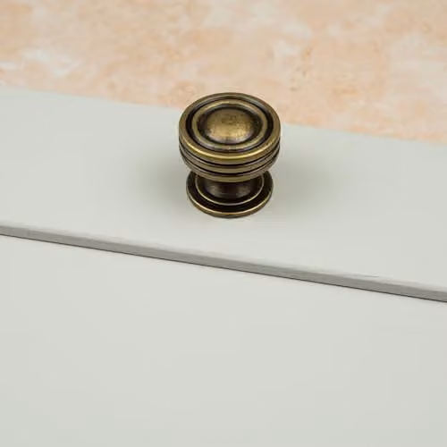 Handle & Home Round Ridged Antique Brass Zinc Cabinet Knob in Gold and Bronze, Diameter: 32 mm – 2