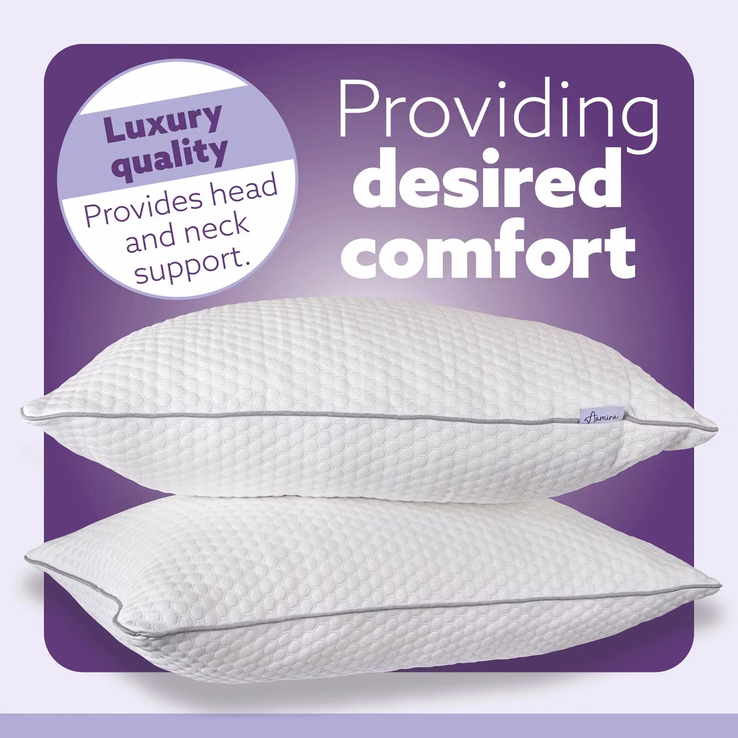 Aamira Premium Orthopaedic Shredded Memory Foam Pillows 2 Pack, White, W: 70 cm x D: 45 cm – 3