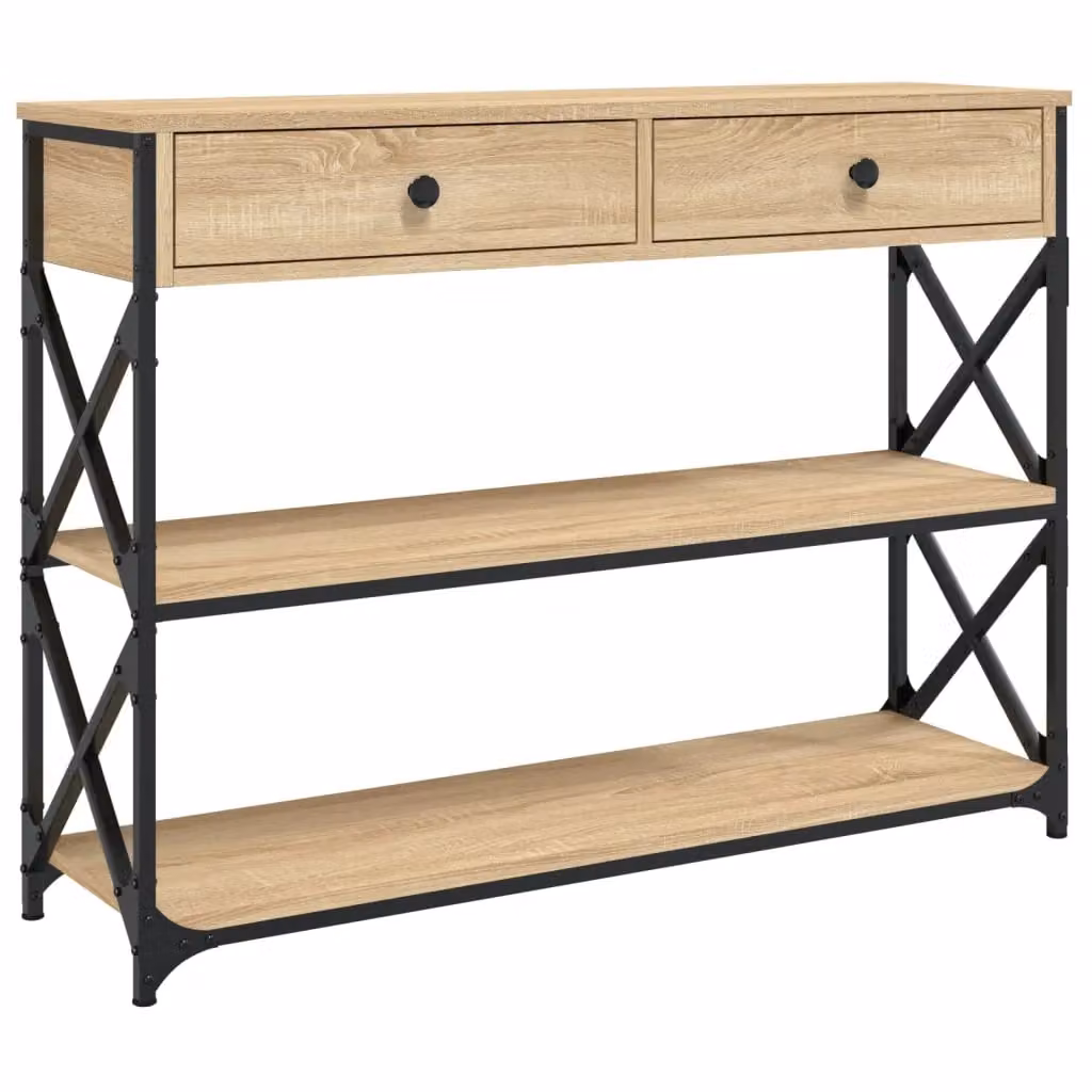 Berkfield Home Sonoma Oak Console Table in Brown, W/D/H: 100 x 28 x 75 cm – 2