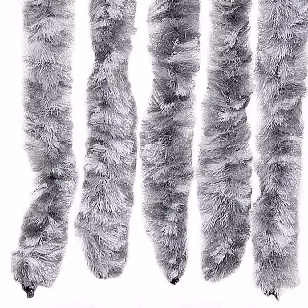 FLAVORA White and Grey Chenille Insect Curtain W: 100 cm, H: 220 cm – 4