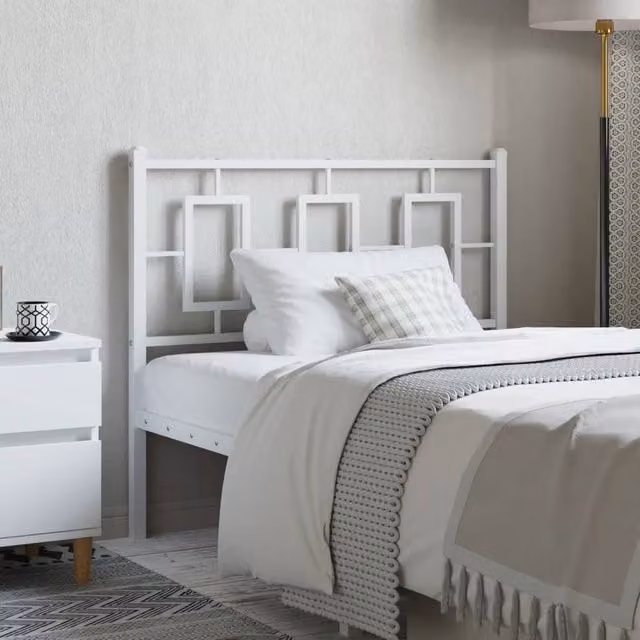 Berkfield Home Classic Metal Headboard in White, Width: 100 cm