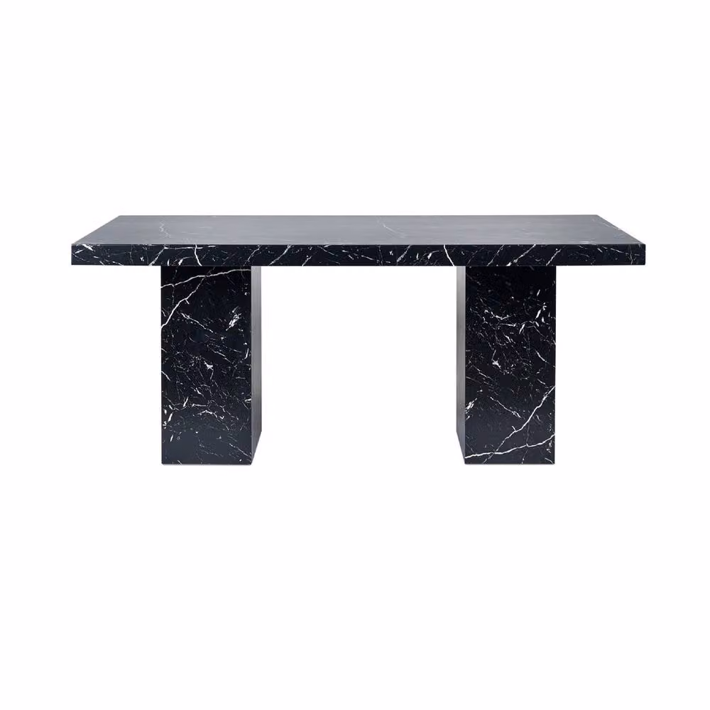 Cheshire Premium Roma 180cm Rectangular Dining Table in Black Glossy Stone Finish – 4