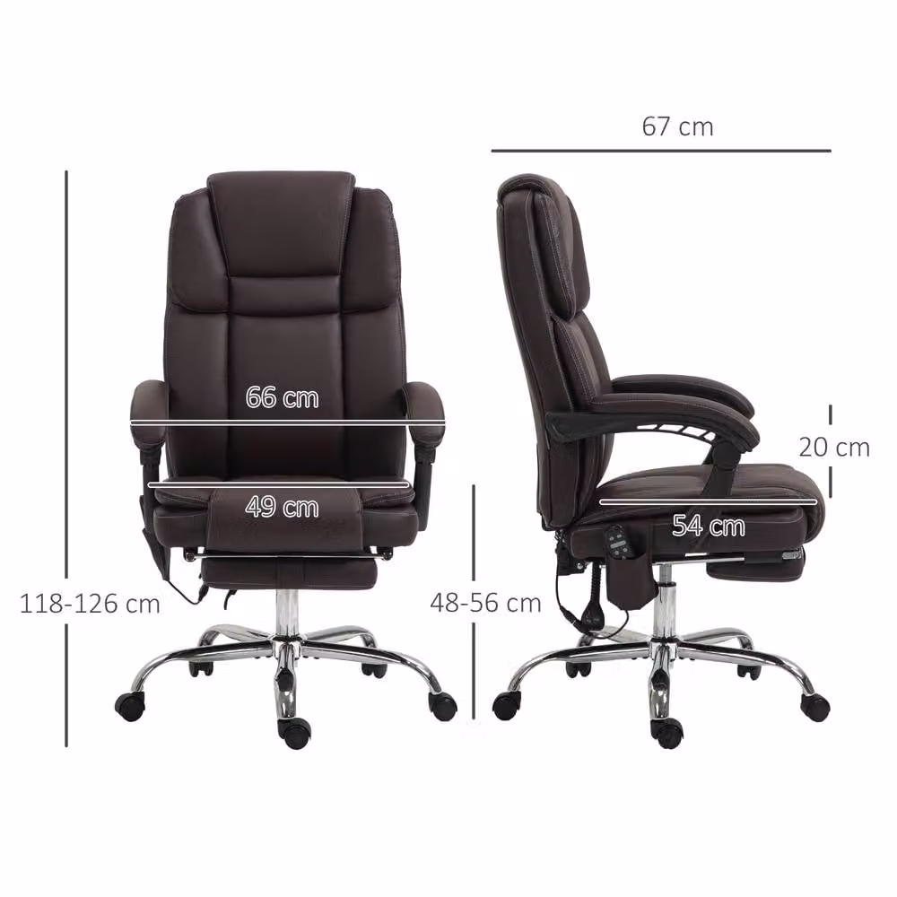 ERGOVEXA Six Point Vibrating Massage Executive Office Chair in Dark Brown Synthetic Leather – 2