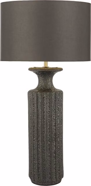 Dar Retro Ceramic Tabletop Lamp in Black and Grey with Fabric Shade