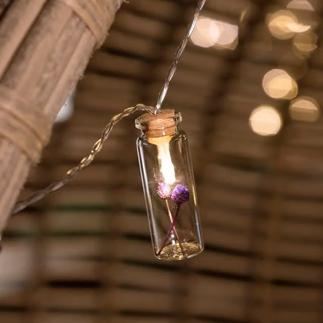 Lumify Solar Flower Jar LED Lights in Warm White with Glass Cylinder
