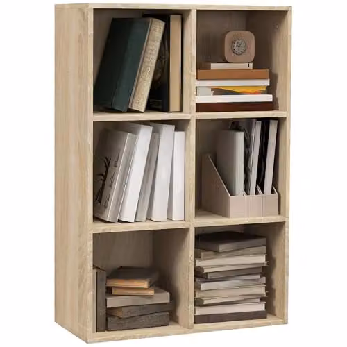 HOMCOM Modern 3 Tier Cubic Cabinet Bookcase with Back Panel in Brown, W/D/H: 97.5 x 30.0 x 65.5 cm