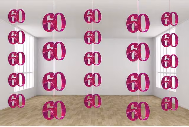 Shatchi 60th Birthday Pink Foil Hanging Letter Pennant String